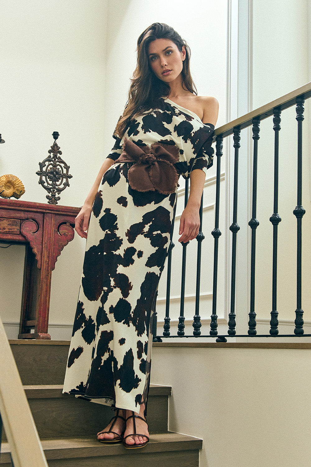 Monaco Dress Ivory Brown