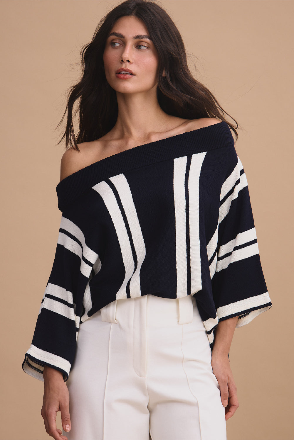 Blair Blouse Ivory Navy