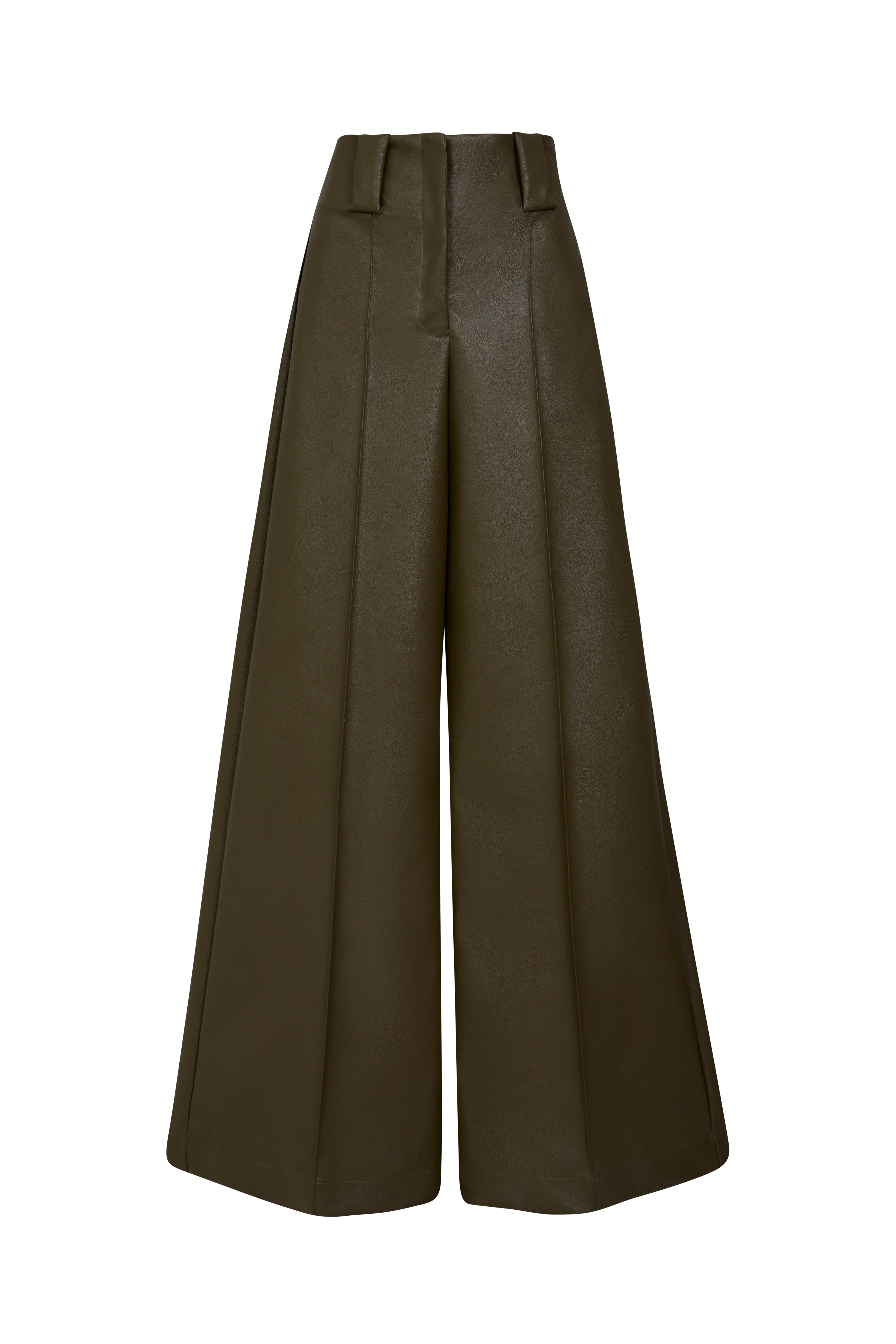 New Paulette Pant – Green Faux Leather