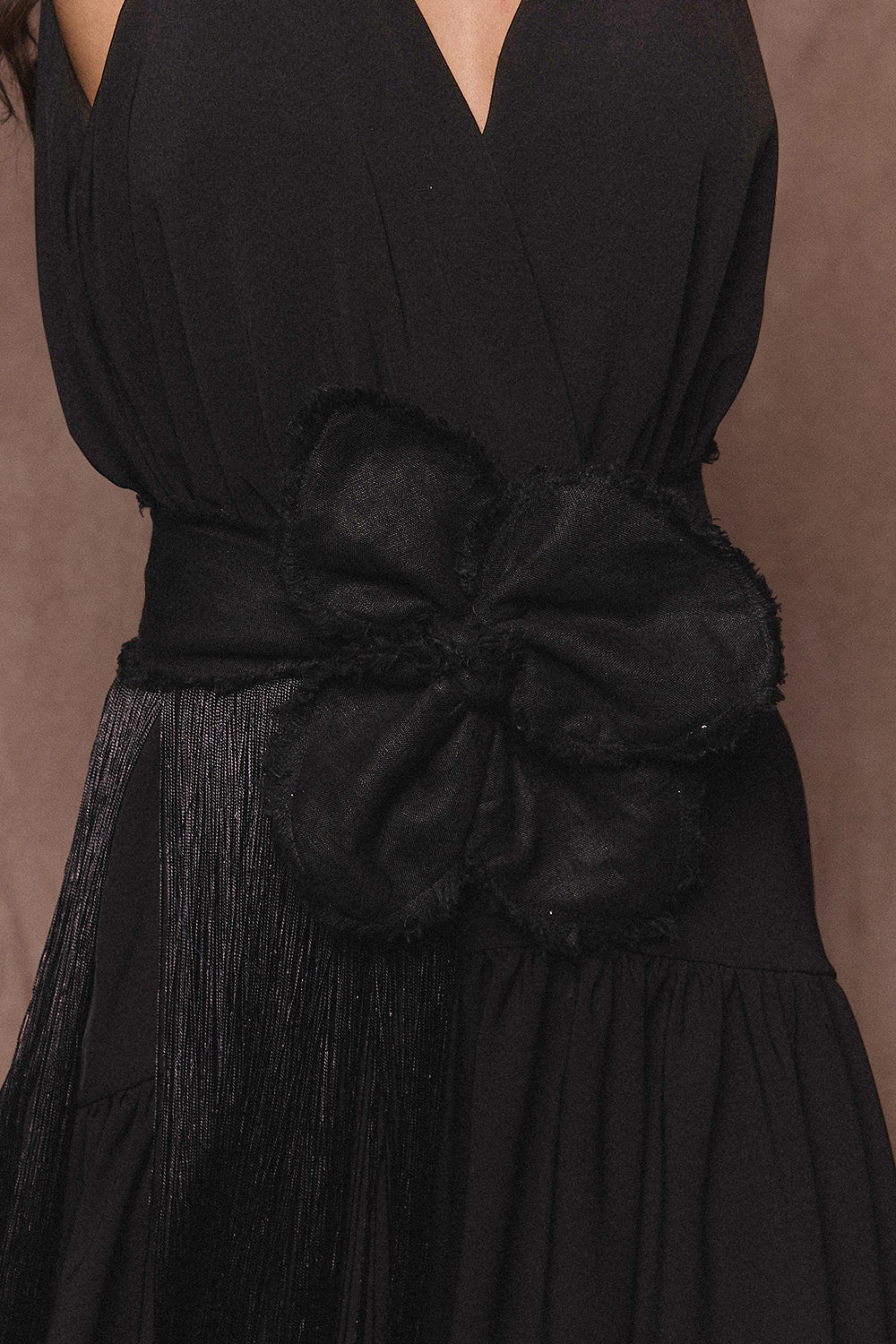 New Orquidea Belt Black with Fringes