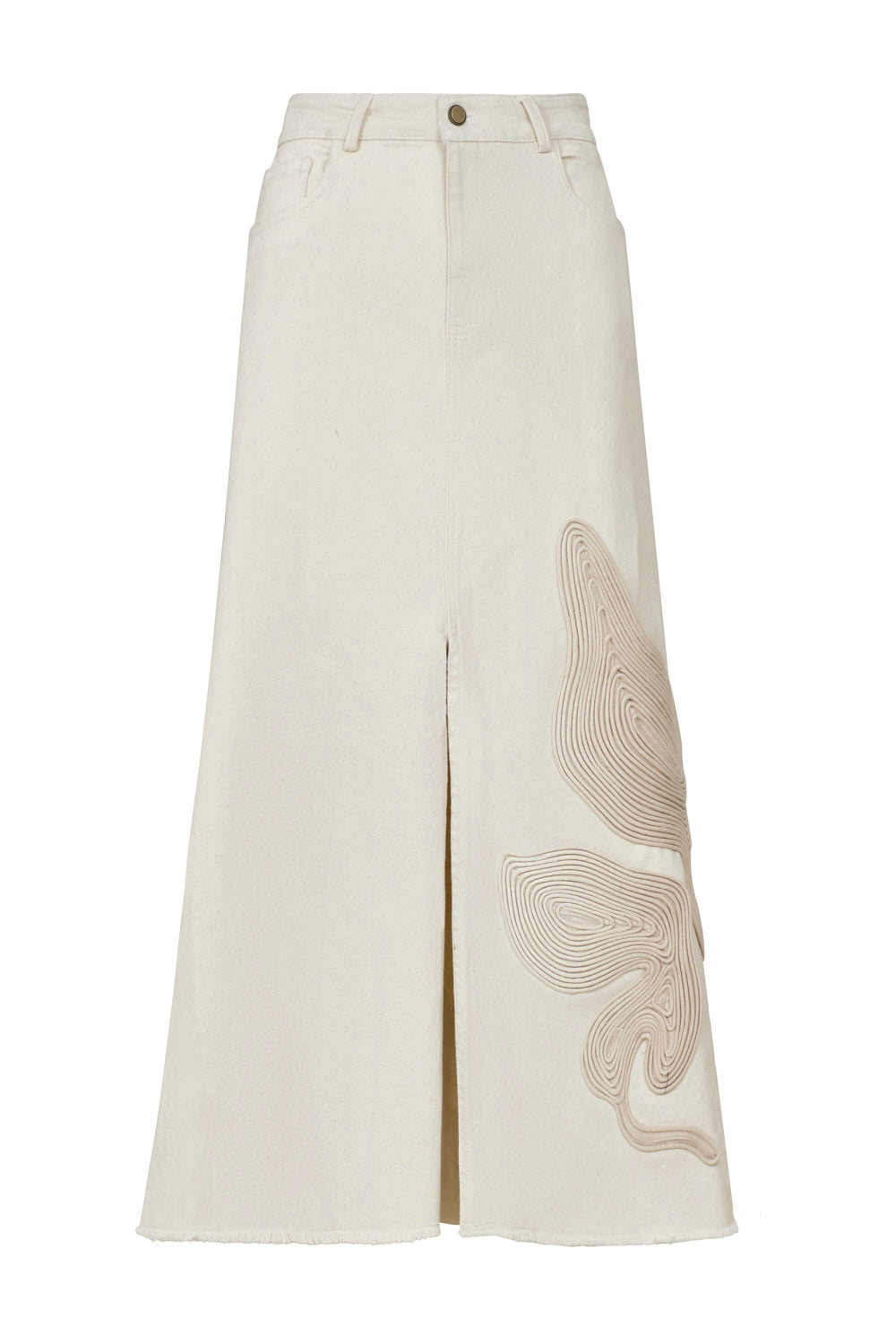 Arena Blanca Organic White Skirt with Embroidery