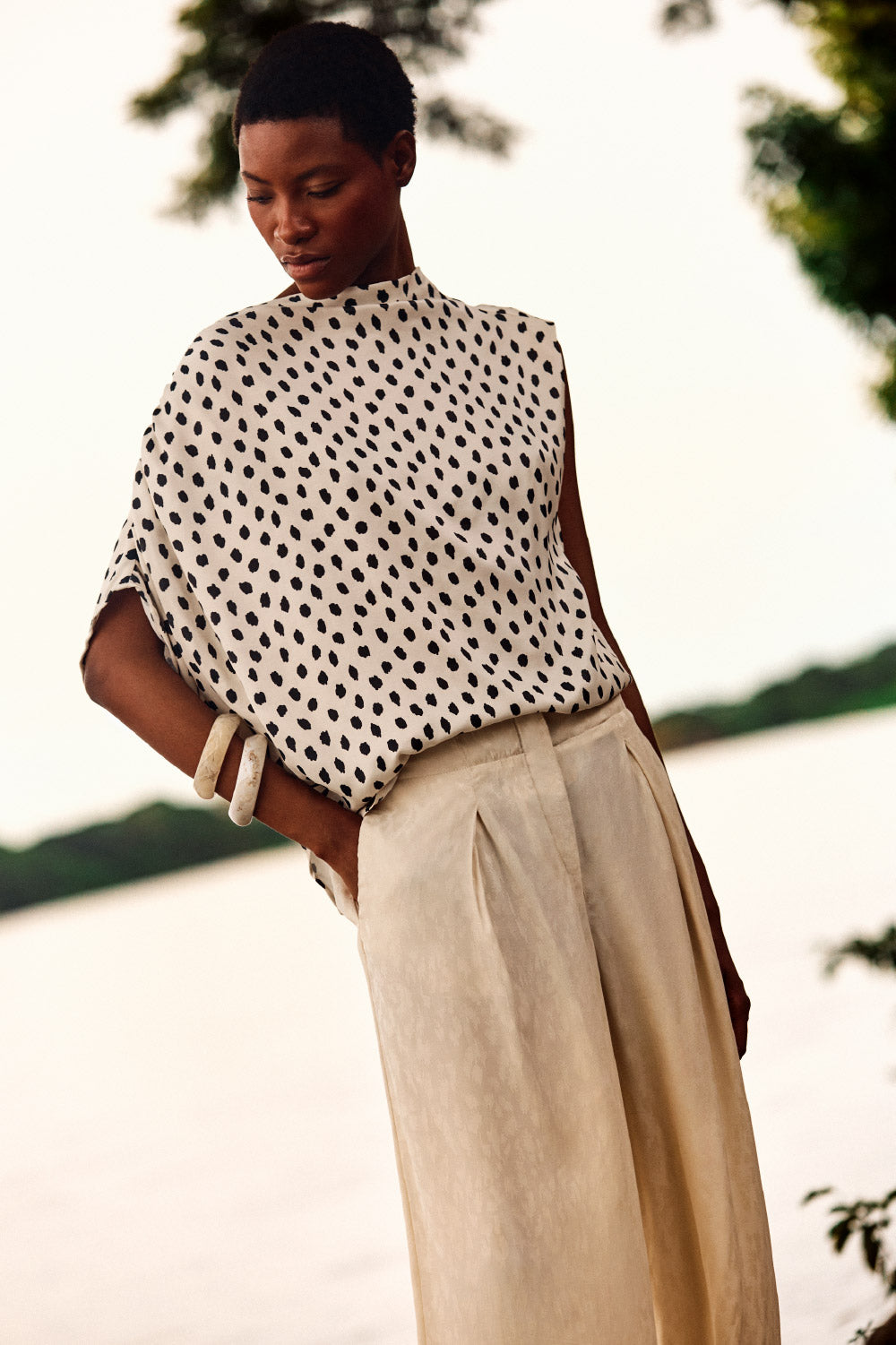 Tibet Blouse Ivory Black