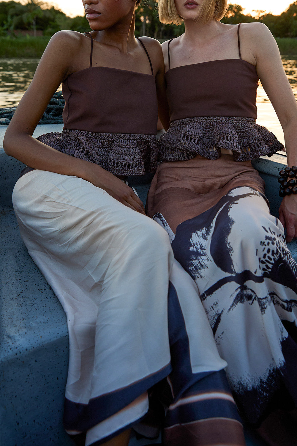 Flor de Loto Skirt Ivory Brown