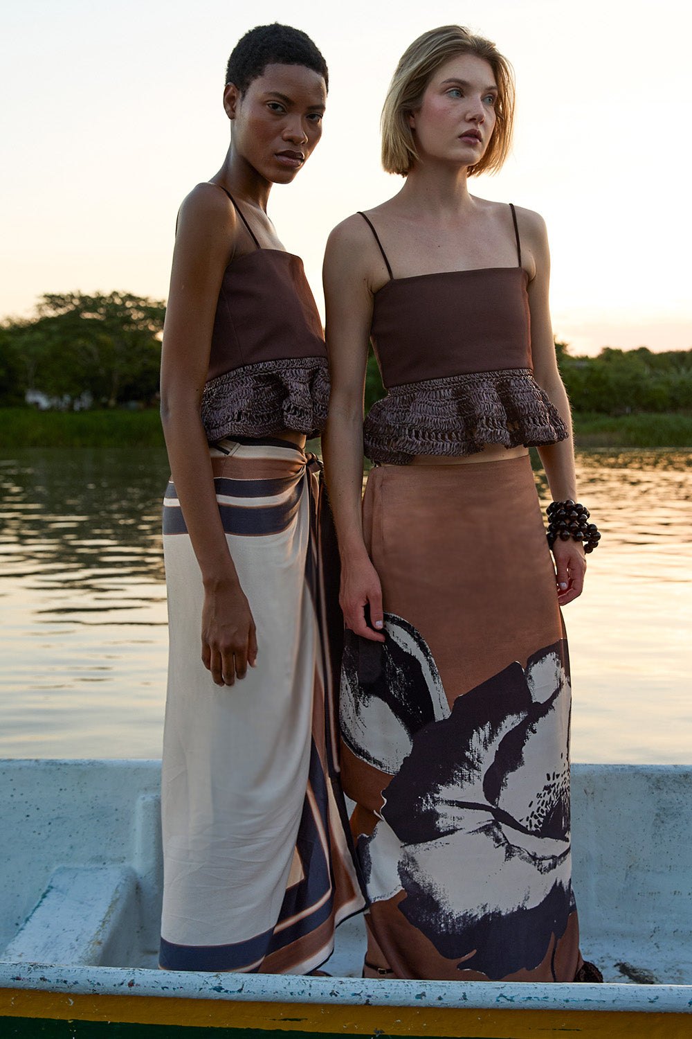 Flor de Loto Skirt Ivory Brown