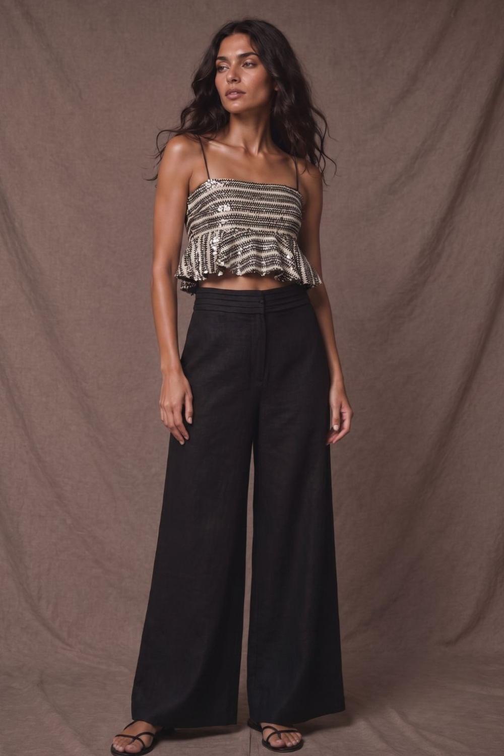 Alba Crop Top Ivory Black