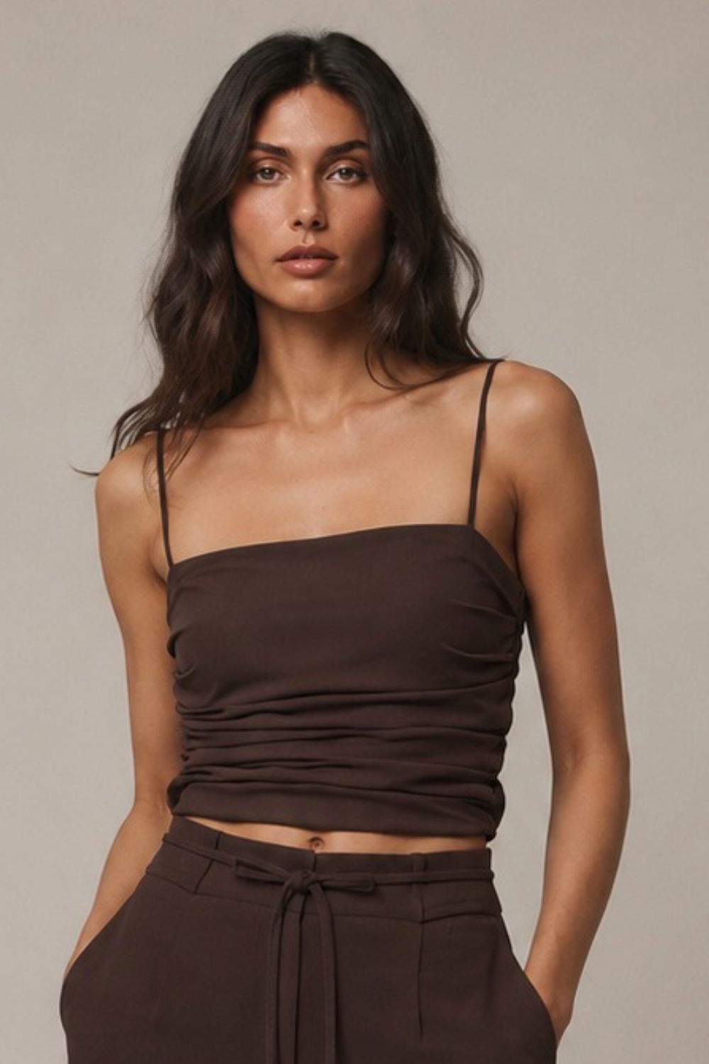Pearl Crop Top Chocolate