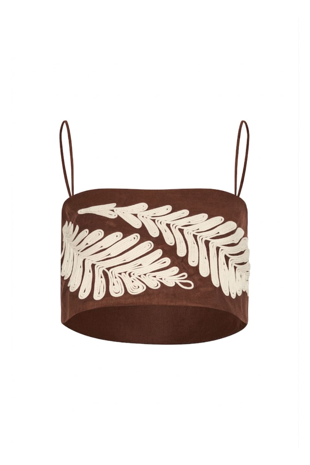 Notre Dame Embroidered Crop Top Brown