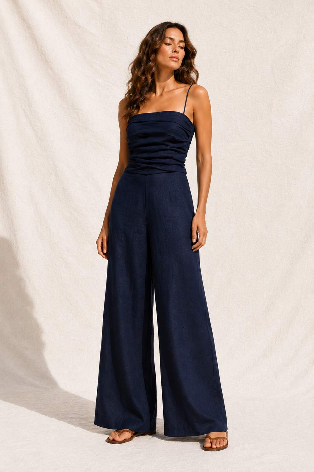 Nina Jumpsuit Navy Blue Linen