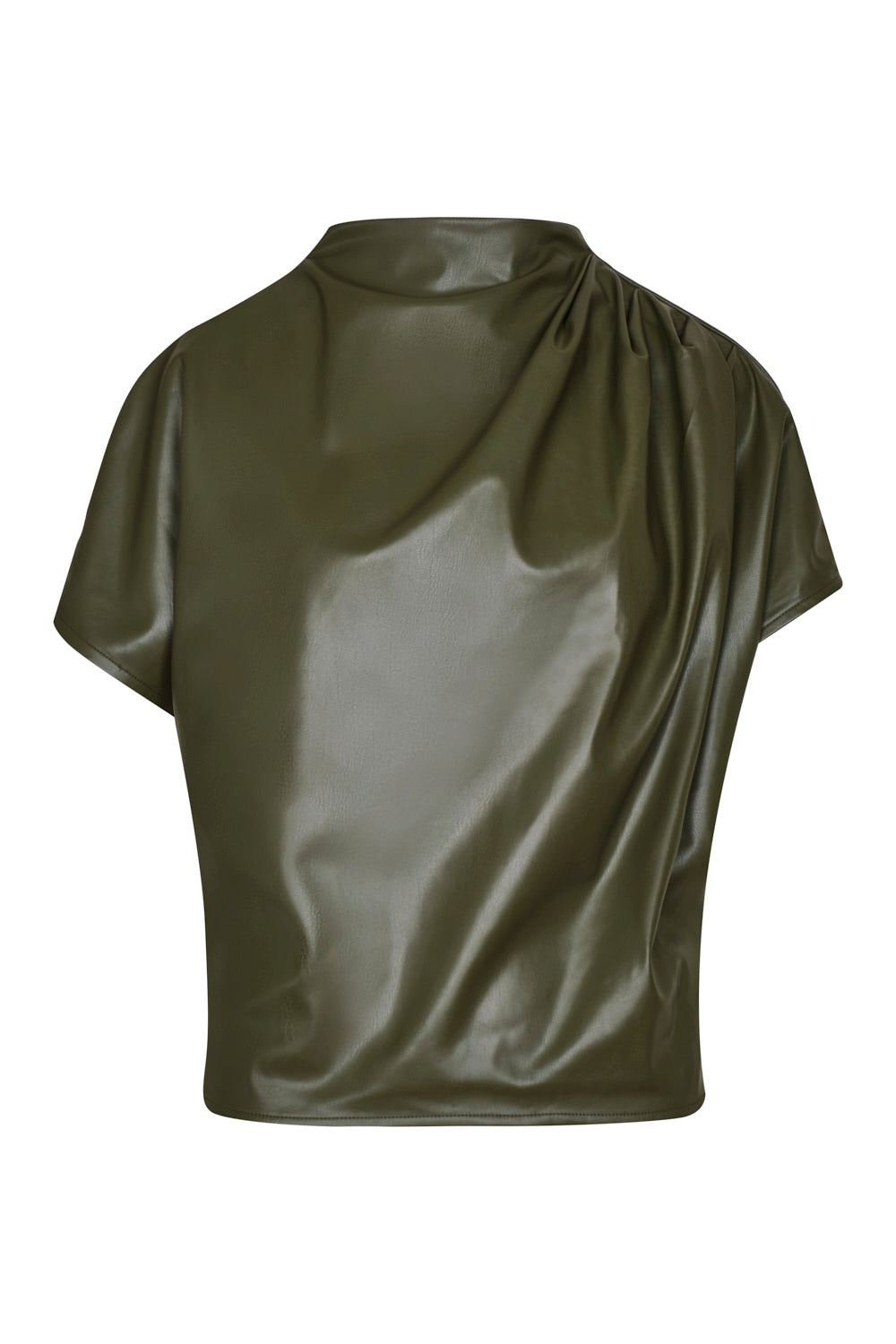 New Aura Faux Leather Blouse Moss Green