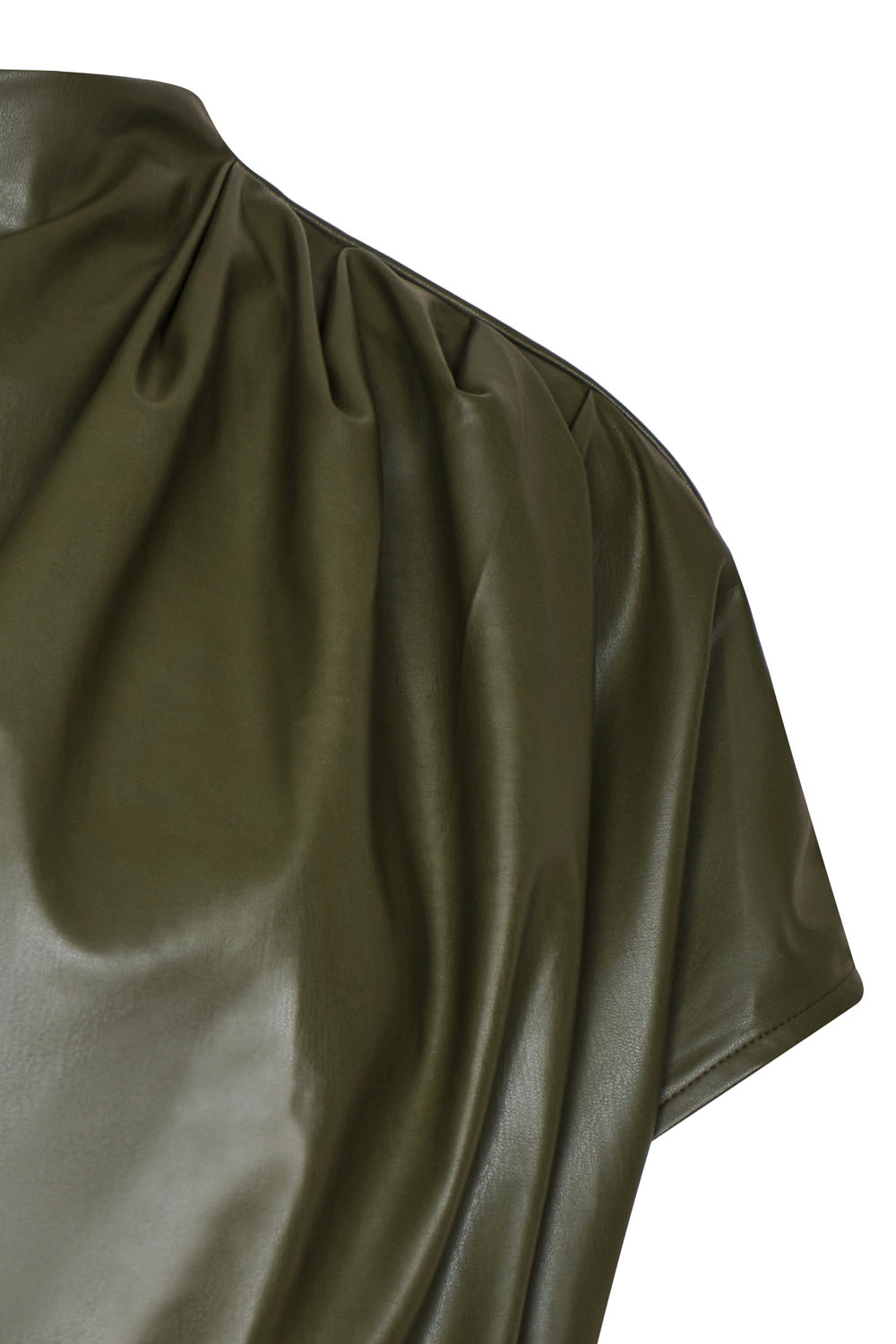 New Aura Faux Leather Blouse Moss Green