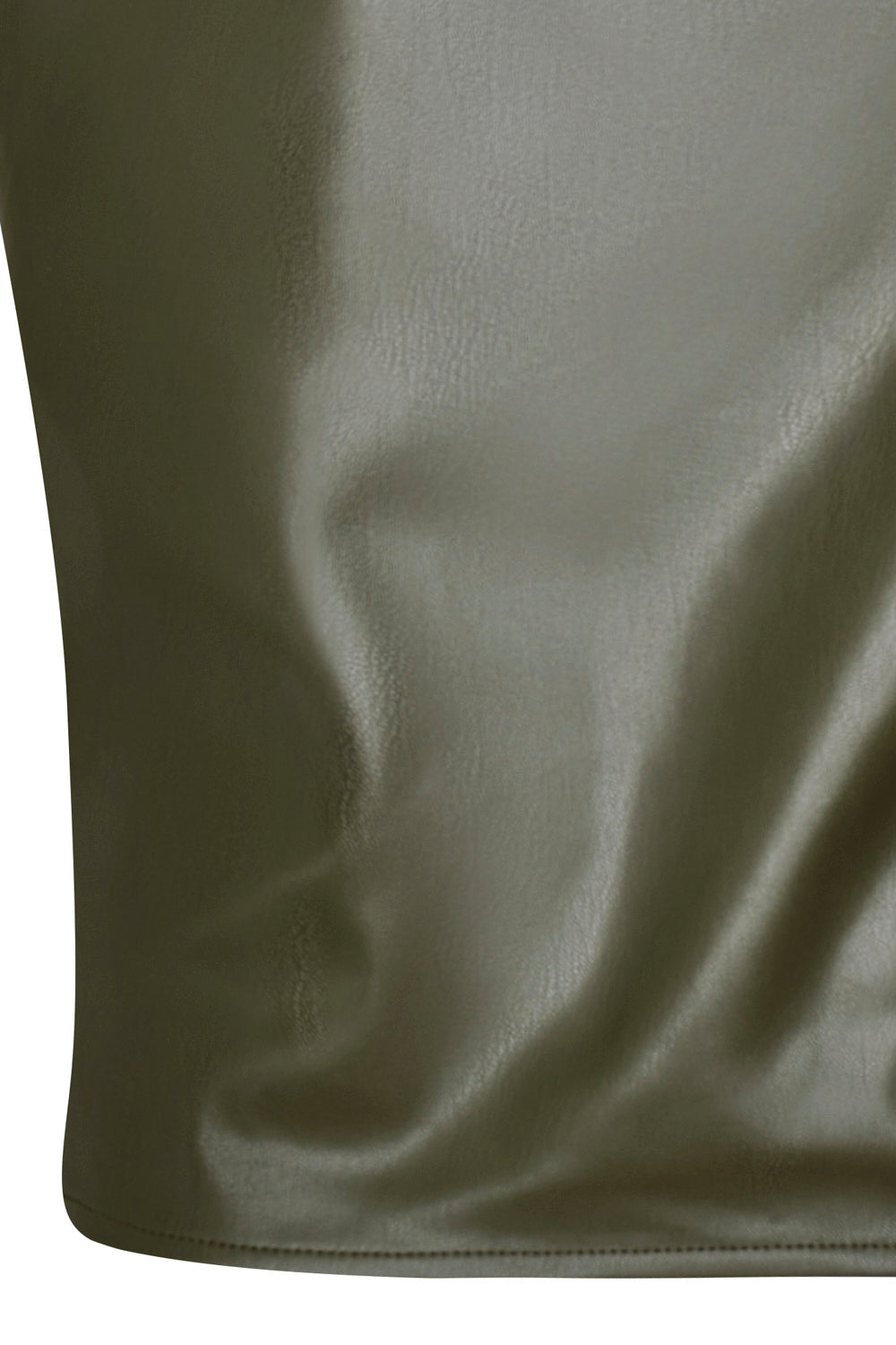 New Aura Faux Leather Blouse Moss Green