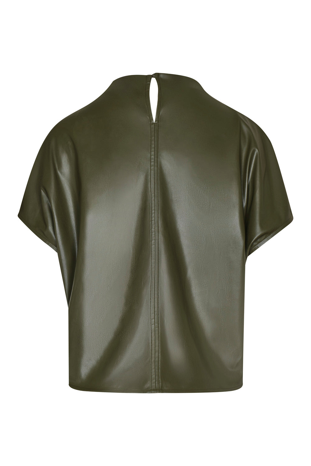 New Aura Faux Leather Blouse Moss Green