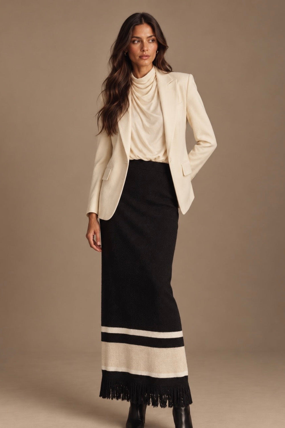 Vesta Skirt Ivory Black